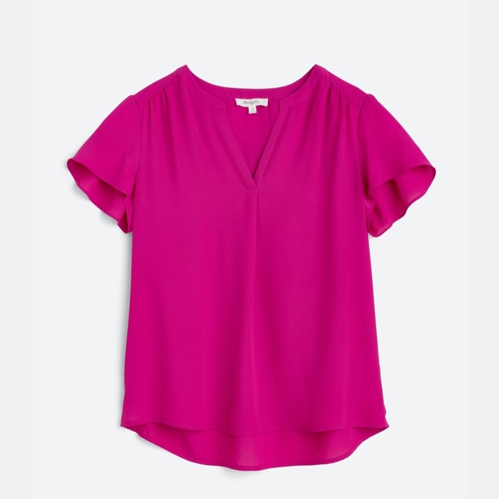 Fuchsia Flutter Sleeve Blouse